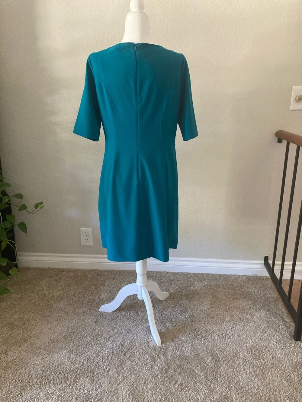 Tahari ASL Teal Sheath Short-Sleeve Mini Dress - Picture 2 of 3